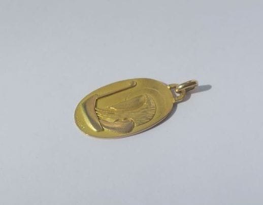 Pendentif Médaille pendentif Saint Christophe or jaune signée A. ROURE - années 1940 58 Facettes