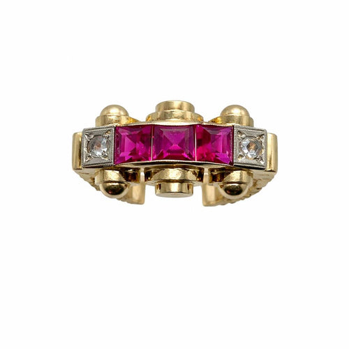 Bague 56 Bague Art Déco en or, diamants et rubis 58 Facettes 50405