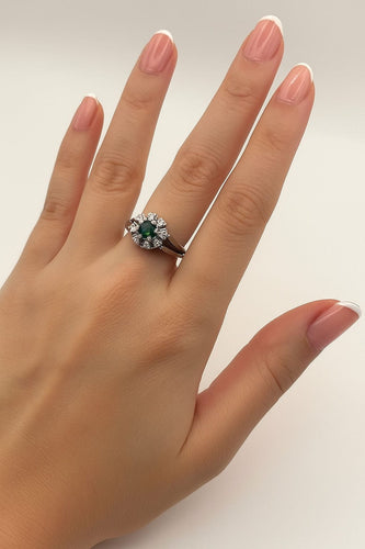 Bague 57 Bague en or blanc avec tourmaline et diamants 58 Facettes 50315