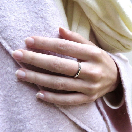 Bague 52 Bague Tiffany & Co en platine avec diamant brillant 0,02 ct F-VVS - Taille 52 58 Facettes FB07740