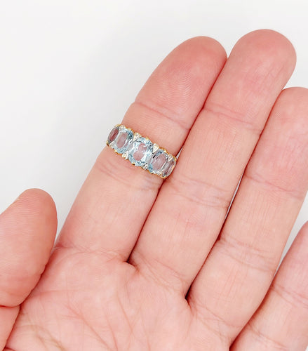 Bague 56 Bague jarretière vintage or jaune 18k topazes et diamants (circa 1980) 58 Facettes A05994