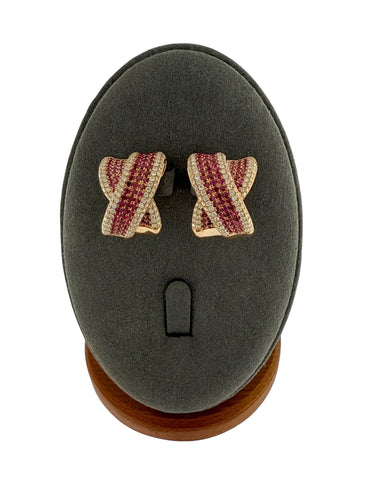 Boucles d'oreilles Boucles d'oreilles or rose avec diamants naturels et rubis 58 Facettes