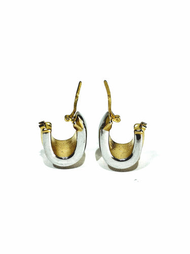 Boucles d'oreilles Boucles d'oreilles en or jaune et blanc 18 carats 58 Facettes
