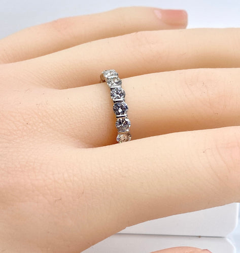 Bague 53 Alliance en or blanc et platine, 18 diamants 2,70 carats 58 Facettes AB642