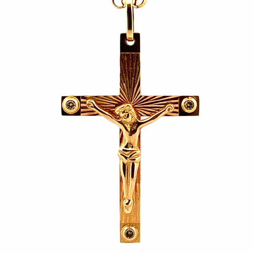 Collier Chaîne et pendentif croix,  or jaune et diamants 58 Facettes