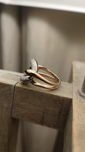 Bague 55 Bague maillon libre or rose, or blanc, pavée diamants 58 Facettes