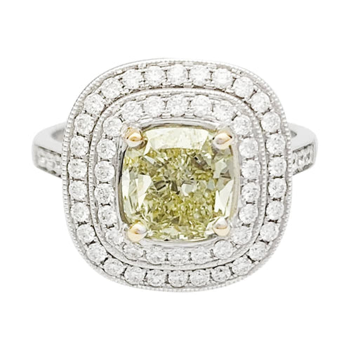 Bague 55 Bague or blanc, diamants et d'un diamant jaune de 2 carats 58 Facettes 31972