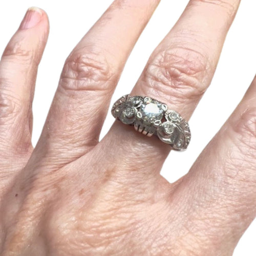 Bague 59.5 Bague platine art déco avec diamants 58 Facettes Q940A(898)