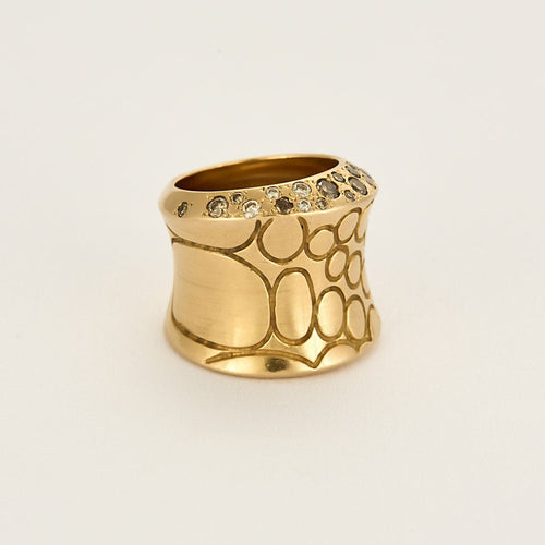 Bague 51 POMELLATO - Bague en or rose représentant des écailles de crocodile sertie de diamants 58 Facettes