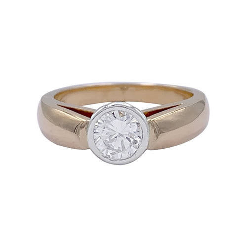 Bague 54 Bague solitaire or jaune, platine. 58 Facettes 32407