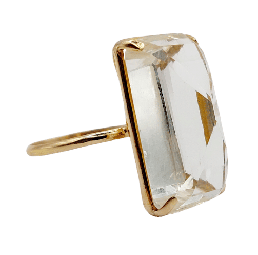 Vintage cocktail ring in 18k gold and yellow stone 