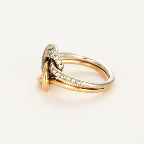 Bague 52 Bague double noeud or blanc et or rose, diamants 58 Facettes GU216