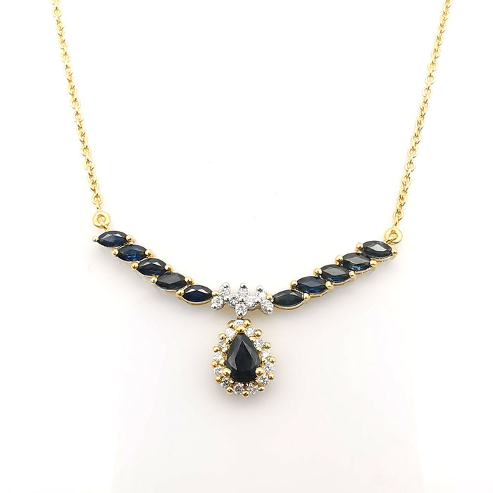 Yellow gold necklace with sapphires and diamonds