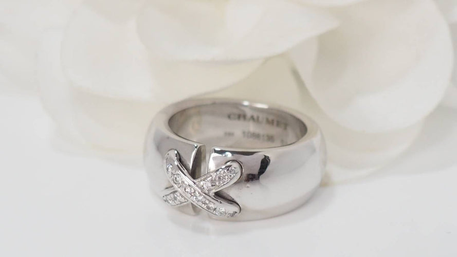 Bague 51 Bague Chaumet double Liens en or blanc et diamants 58 Facettes 32176