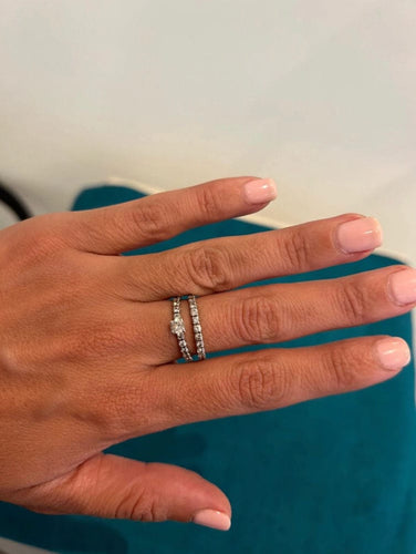 Bague 54 Jeu de deux bagues Or blanc et diamants 58 Facettes BaAu01