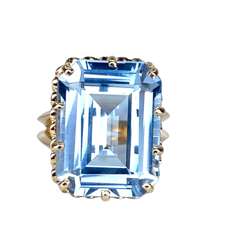 Bague 52 Bague en or jaune 18 carats avec aigue-marine 13 carats 58 Facettes AB667