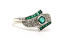 Bague 55 Bague Années 70 sertie d’émeraudes et de diamants taille brillant en or blanc 18 carats 58 Facettes 23143