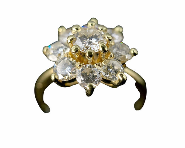 Bague 54.5 Bague marguerite en or jaune diamants 58 Facettes