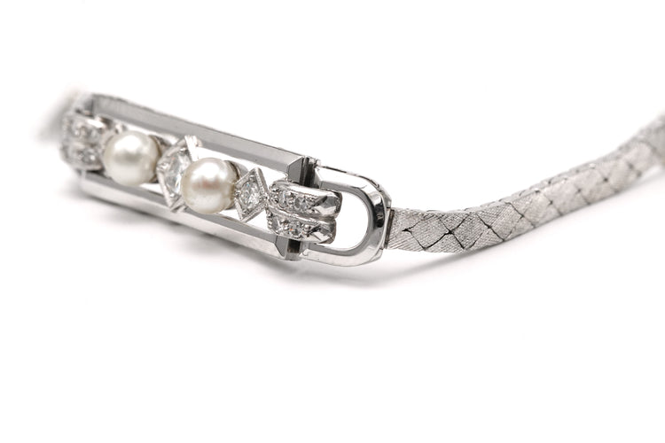 Bracciale Art Deco in oro bianco 18k e diamanti taglio brillante 0,538 ct 