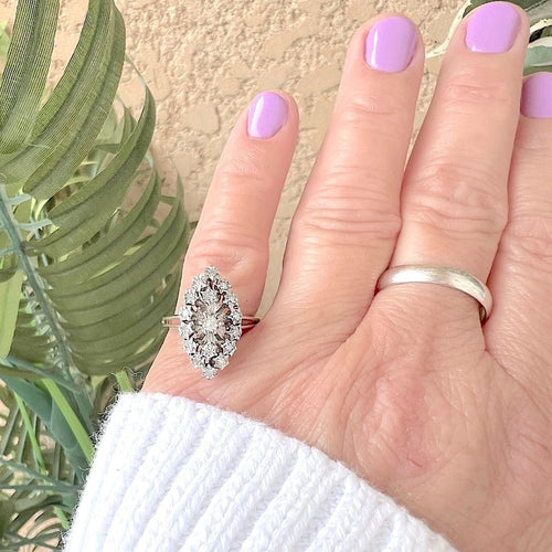 Bague 54.5 Bague Marquise Vintage Diamants Or gris 58 Facettes AA 1720