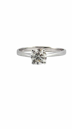 Bague 57 Solitaire diamant 1 carat , or blanc 18 carats 58 Facettes