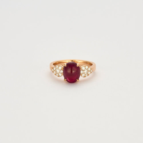 Bague 53 Bague or rose rubis et diamants 58 Facettes