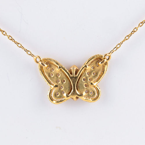 Collier Collier papillon or jaune et diamants 58 Facettes