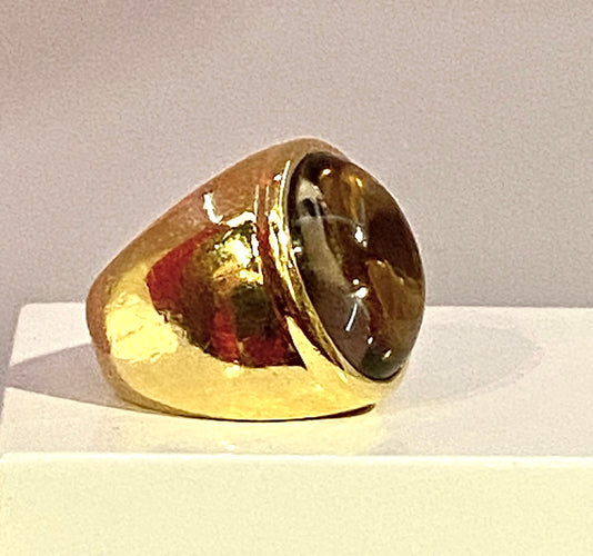 Bague 51 Bague en or jaune topaze cabochon 58 Facettes AB340