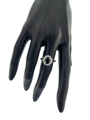 Bague 59.5 Bague classique en or blanc avec diamants et saphir 58 Facettes