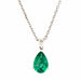 Collier Pendant Necklace Emerald 1, 32 Diamonds White Gold 18 Carats 58 Facettes