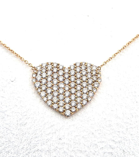 Pendentif Pendentif en or jaune avec pendentif en forme de cœur serti de diamants 58 Facettes