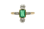 Antique gold and platinum ring, emerald and diamonds, 1910/1920