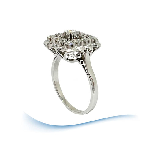 Bague Bague Vintage carrée - Diamants 0,44 carat - Or gris 18 K et platine 58 Facettes AA 1697