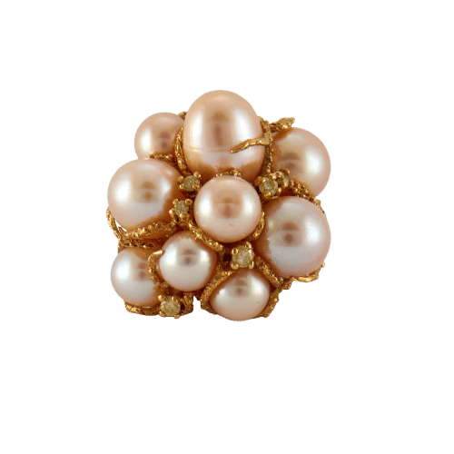 Bague 54 Bague Cocktail Perles Diamants 58 Facettes FL249