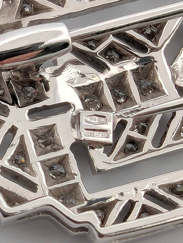 Broche Broche Art Déco en or blanc avec diamants 58 Facettes