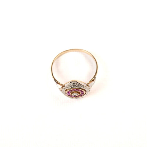 Bague 49 Bague marquise ancienne rubis diamant en or deux tons 58 Facettes 275