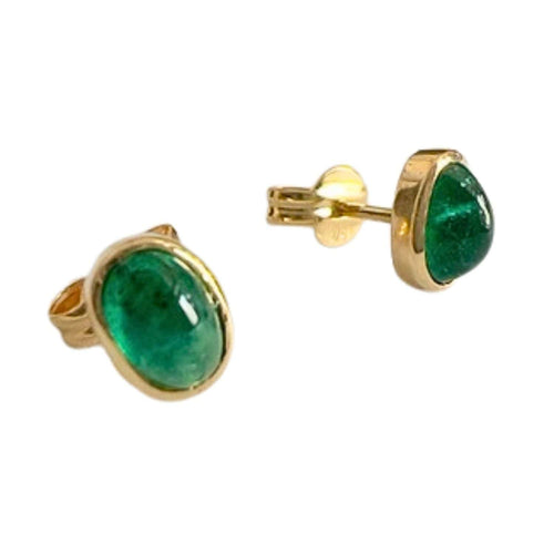 Boucles d'oreilles Boucles d'oreilles au design contemporain en or jaune avec émeraude 58 Facettes Q293B