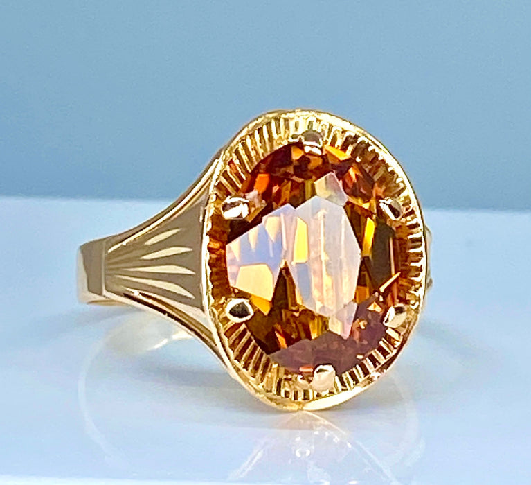 Ring style Art Deco citrine rose gold