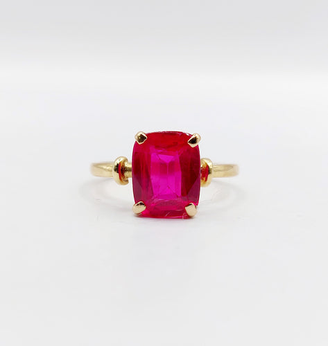 Bague 54.5 Bague cocktail Art Déco or jaune, rubis synthétique 58 Facettes A06308