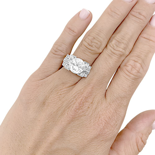 Bague 55 Bague art déco platine, diamant environ 2,80 cts. 58 Facettes 34923