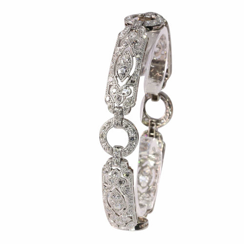Bracelet Bracelet Art déco en diamants, vers 1920 – Géométrie en platine avec éclat de 6,00 ct 58 Facettes 25161-0031