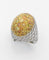 Bague 51 Bague bombée en or gris pavée diamants cognac 58 Facettes