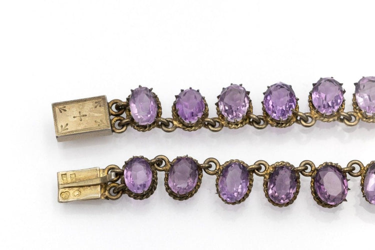 Collier Collier rivière ancien avec améthystes ovales facettées en argent doré 58 Facettes 11718