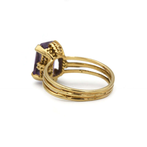 Bague 51 Bague or jaune 750  améthyste, panier torsadé 58 Facettes 1329
