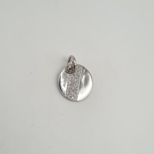 Pendentif Pendentif or blanc 18 carats rond serti de diamants naturels 58 Facettes