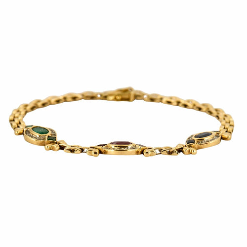 Gourmette Prestige or jaune et pierres fines 58 Facettes LP972/9