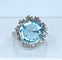 Bague 49 Bague en or blanc 18 carats, aigue marine et diamants 58 Facettes AB495