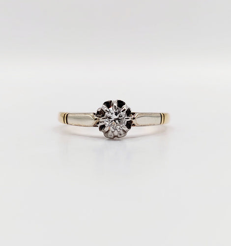 Bague solitaire art deco or 18k diamant de 0,15 carats 58 Facettes A05975