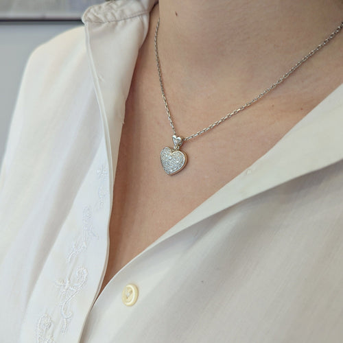 Pendentif Pendentif Coeurs en or blanc et diamants 58 Facettes 33375