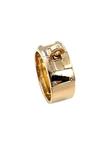 Bague 53 HERMES. Collection "Kelly", bague or rose 18K et diamants 58 Facettes